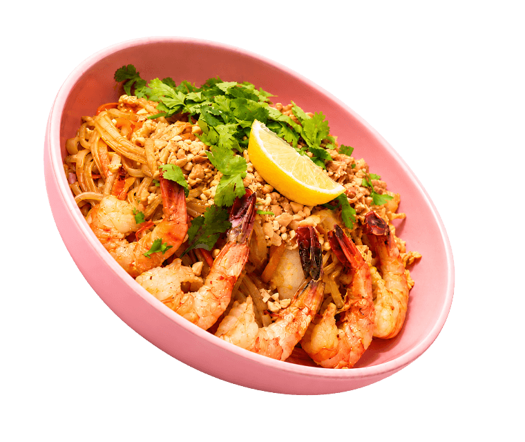 Pad Thaï aux crevettes, spécialité asiatique de Freshbox à Aix-en-Provence
