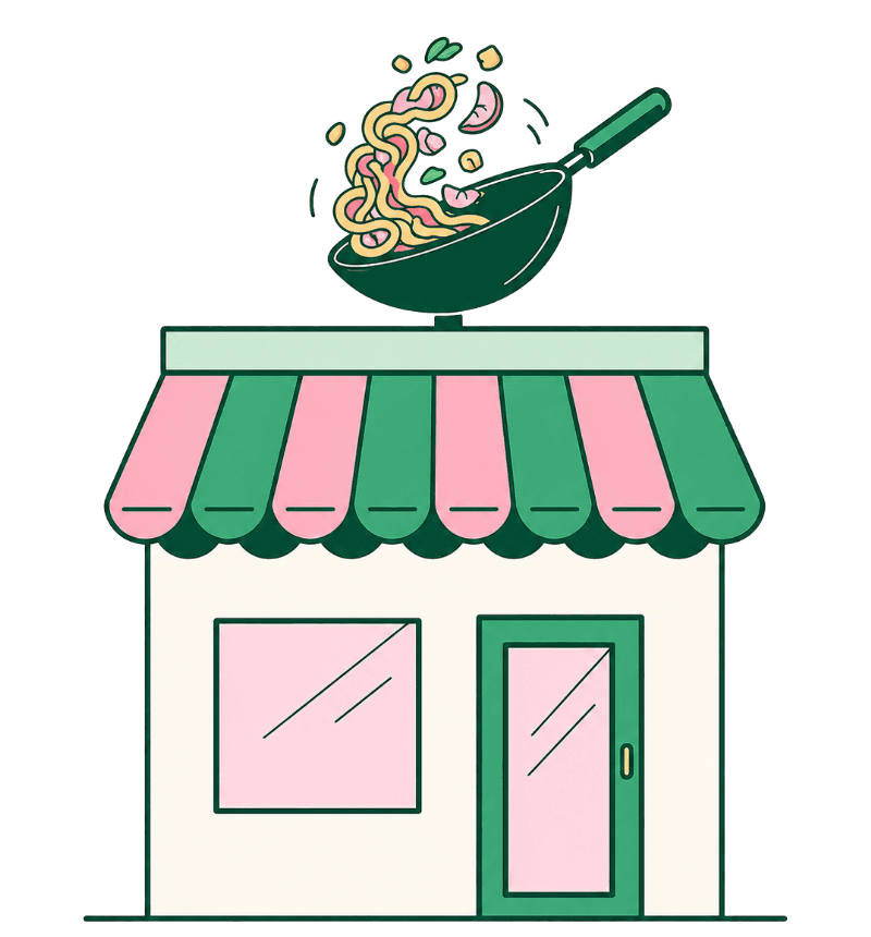 Illustration d'une devanture de restaurant Freshbox pour la vente à emporter